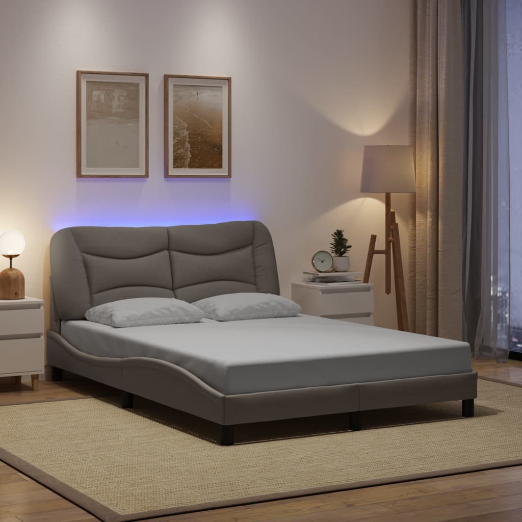 Giroletto con LED senza Materasso Tortora 120x200 cm Tessuto