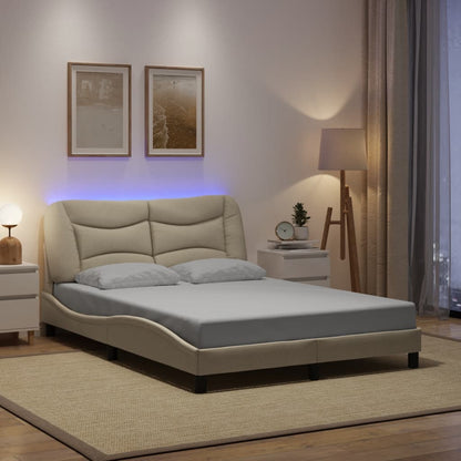 Giroletto con LED senza Materasso Crema 120x200 cm Tessuto