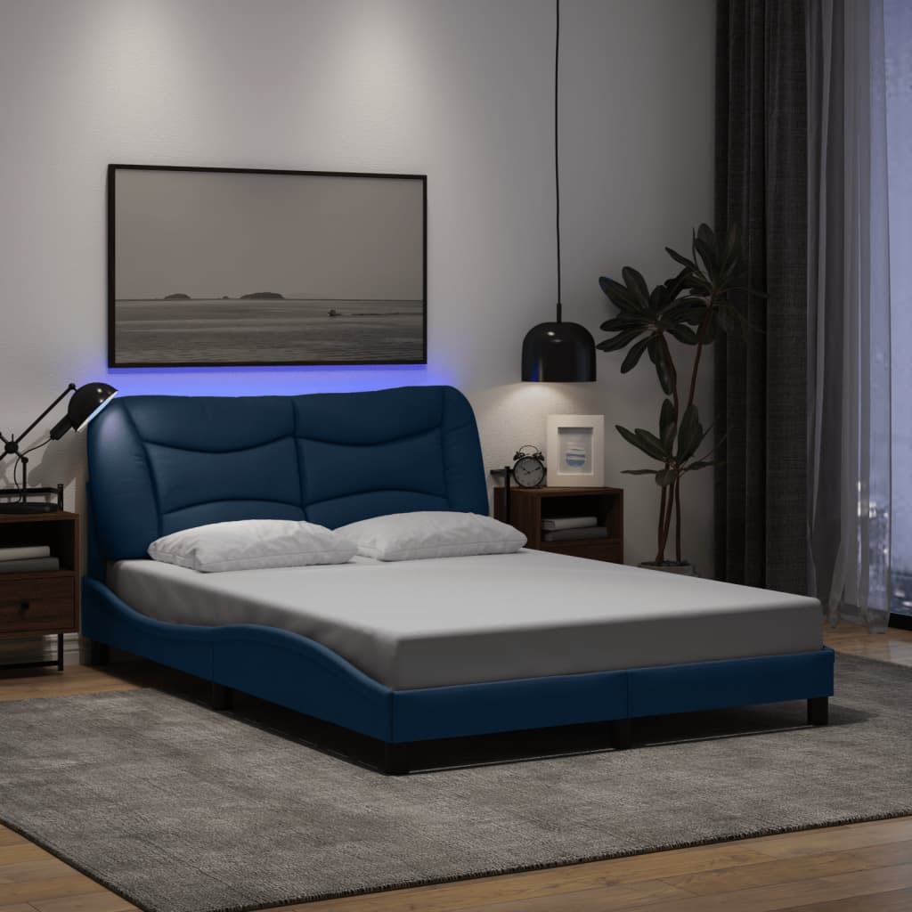 Giroletto con LED senza Materasso Blu 120x200 cm in Tessuto