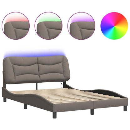 Giroletto con LED senza Materasso Tortora 140x190 cm in Tessuto