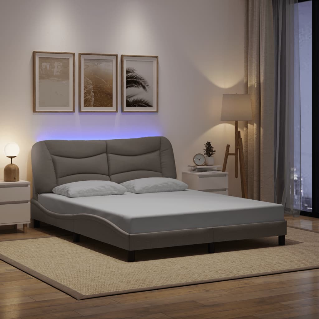 Giroletto con LED senza Materasso Hvar Tortora 160x200 cm in Tessuto