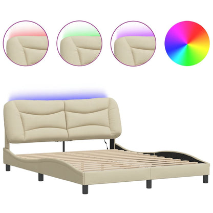 Giroletto con LED senza Materasso Crema 160x200 cm in Tessuto