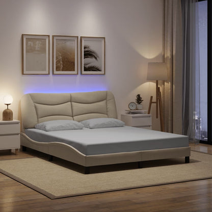 Giroletto con LED senza Materasso Crema 160x200 cm in Tessuto