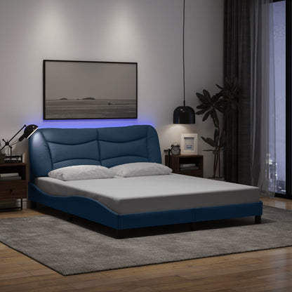 Giroletto con LED senza Materasso Blu 160x200 cm in Tessuto