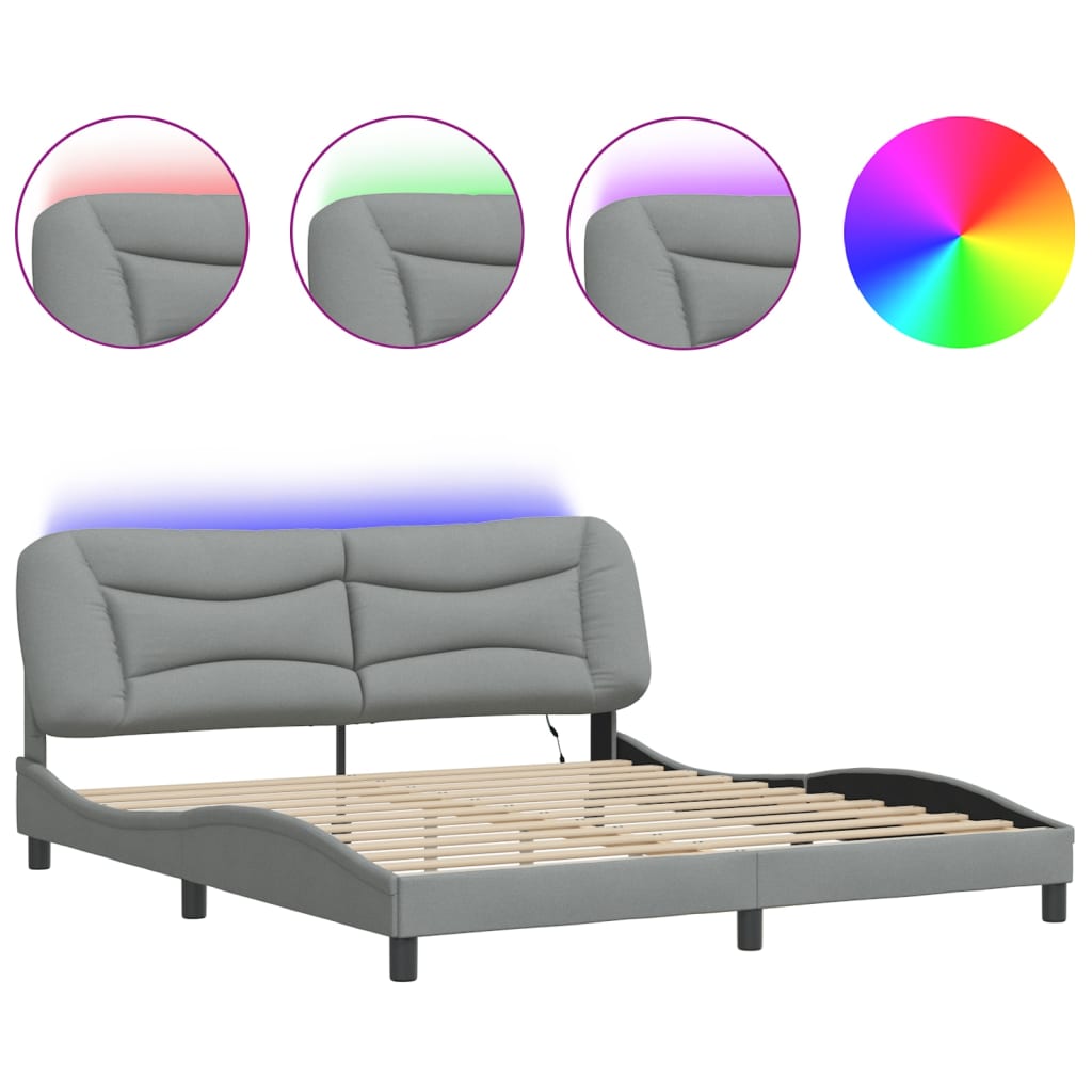 Giroletto con LED senza Materasso 180x200 cm in Tessuto