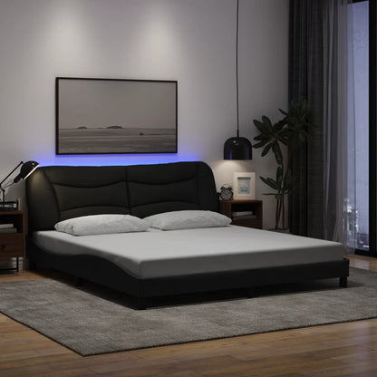 Giroletto con LED senza Materasso Nero 180x200 cm in Tessuto