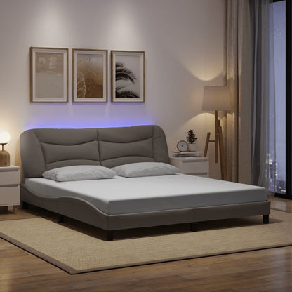 Giroletto con LED senza Materasso Hvar Tortora 180x200 cm in Tessuto