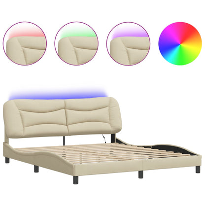 Giroletto con LED senza Materasso Crema 180x200 cm in Tessuto