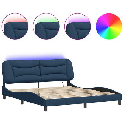 Giroletto con LED senza Materasso Blu 180x200 cm in Tessuto