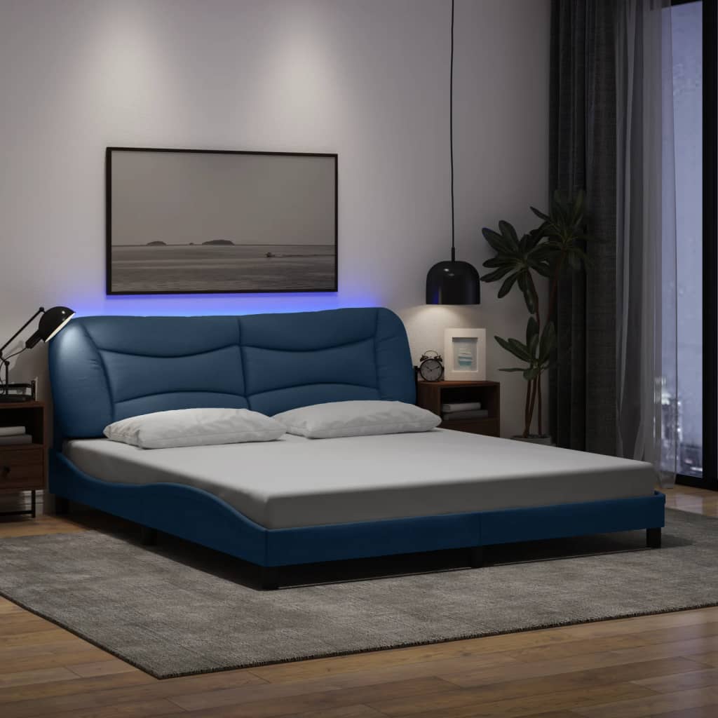 Giroletto con LED senza Materasso Hvar Blu 180x200 cm in Tessuto