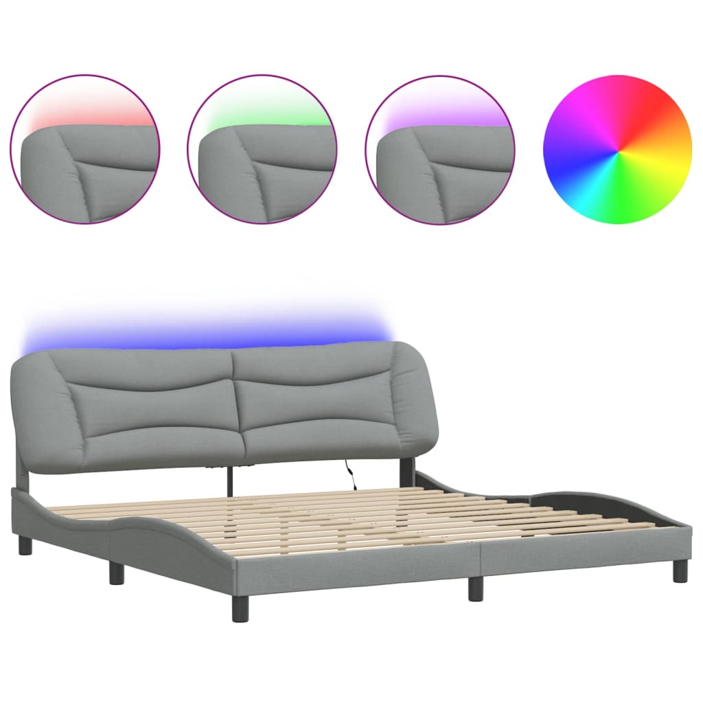 Giroletto con LED senza Materasso 200x200 cm Tessuto