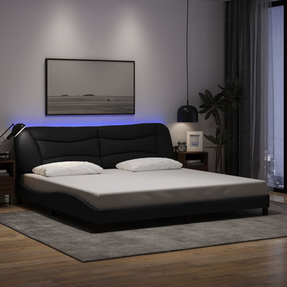 Giroletto con LED senza Materasso Hvar Nero 200x200 cm in Tessuto