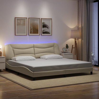 Giroletto con LED senza Materasso Hvar Crema 200x200 cm in Tessuto