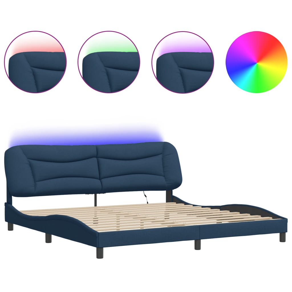 Giroletto con LED senza Materasso Hvar Blu 200x200 cm in Tessuto