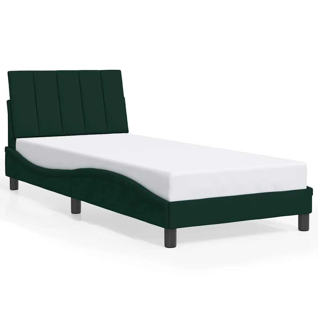 Giroletto con LED senza Materasso Hanko Verde Scuro 80x200 cm in Velluto