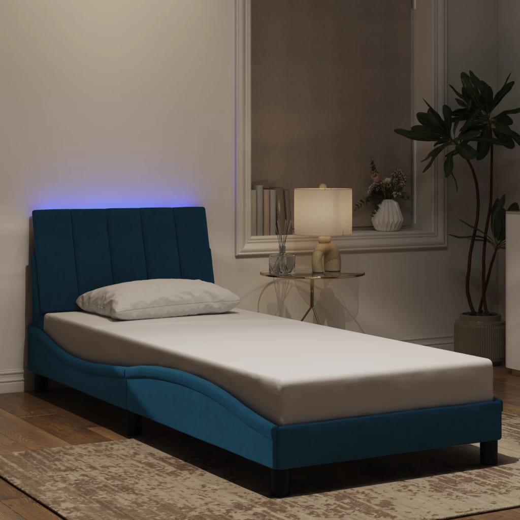 Giroletto con Luci LED Blu 80x200 cm in Velluto