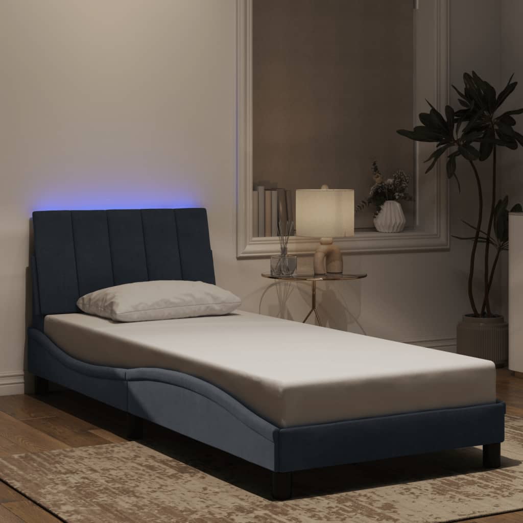 Giroletto con Luci LED Grigio Scuro 90x190 cm in Velluto