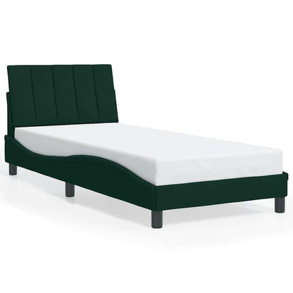 Giroletto con LED senza Materasso Hanko Verde Scuro 90x190 cm in Velluto