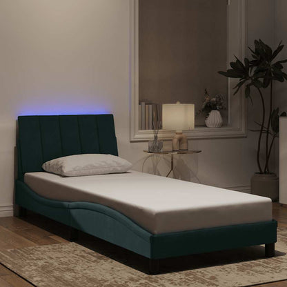 Giroletto con LED senza Materasso Hanko Verde Scuro 90x190 cm in Velluto