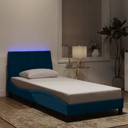 Giroletto con LED senza Materasso Hanko Blu 90x190 cm in Velluto
