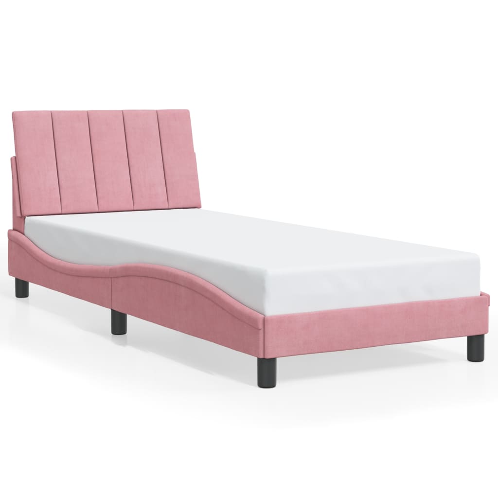 Giroletto con LED senza Materasso Hanko Rosa 90x200 cm in Velluto