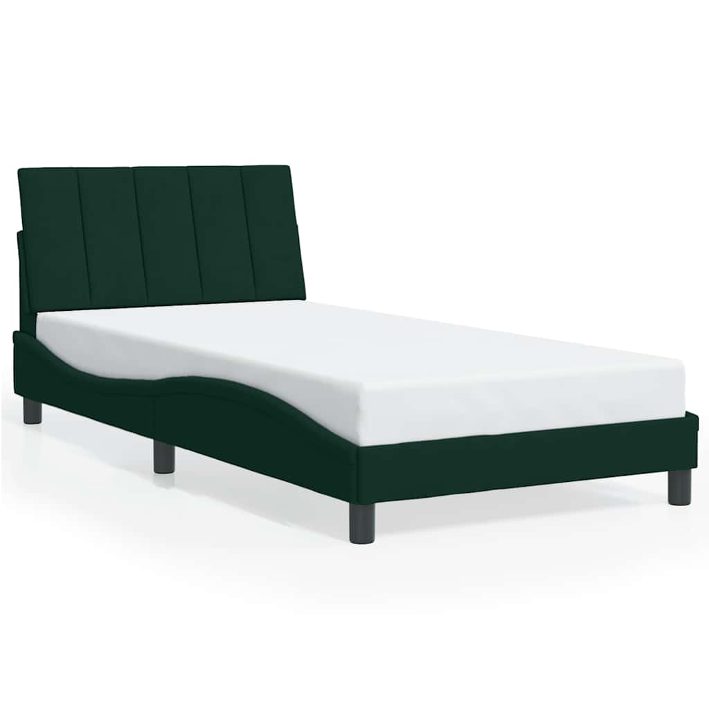 Giroletto con LED senza Materasso Hanko Verde Scuro 100x200 cm in Velluto