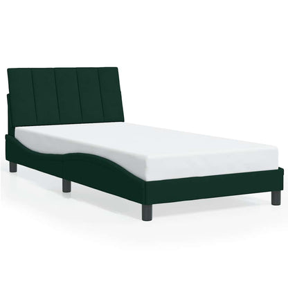 Giroletto con LED senza Materasso Hanko Verde Scuro 100x200 cm in Velluto