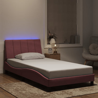 Giroletto con LED senza Materasso Hanko Rosa 100x200 cm in Velluto