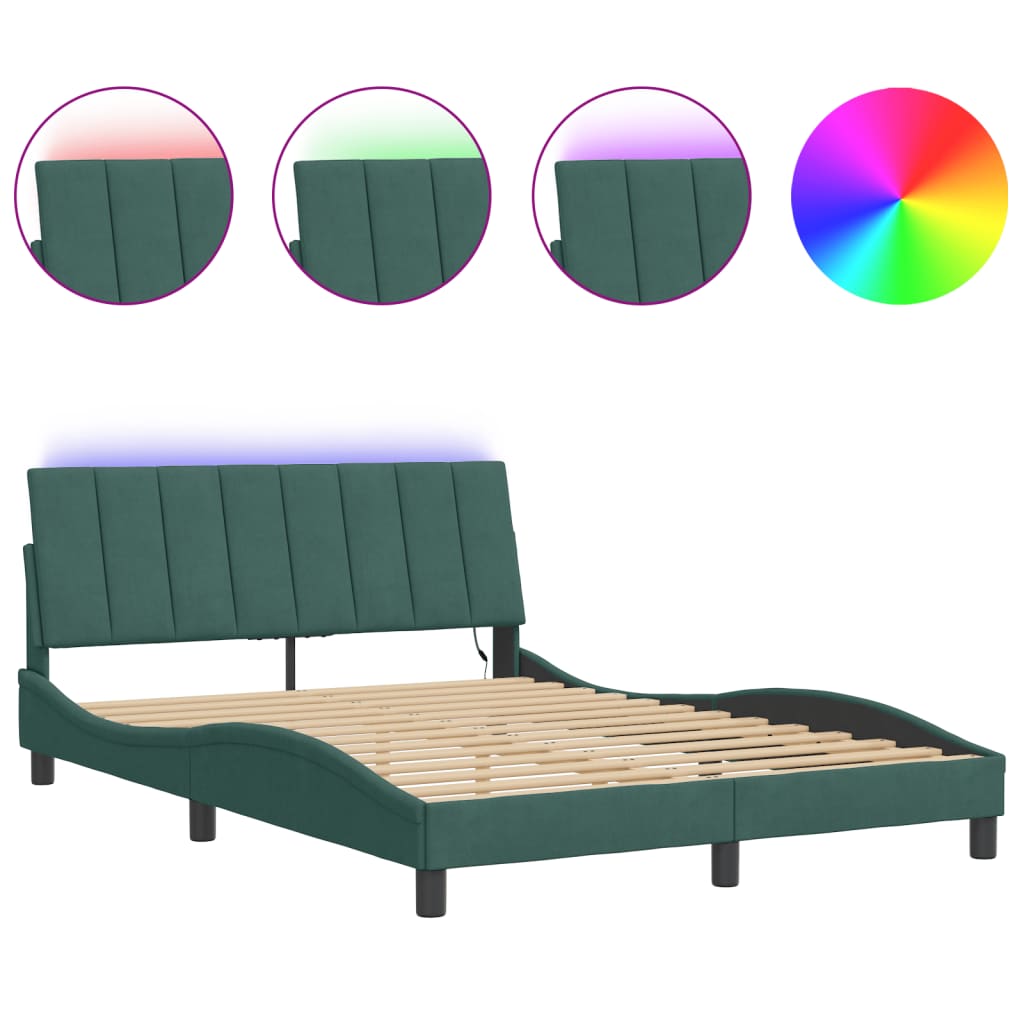 Giroletto con Luci LED Verde Scuro 120x200 cm in Velluto