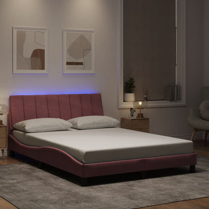 Giroletto con LED senza Materasso Hanko Rosa 120x200 cm in Velluto
