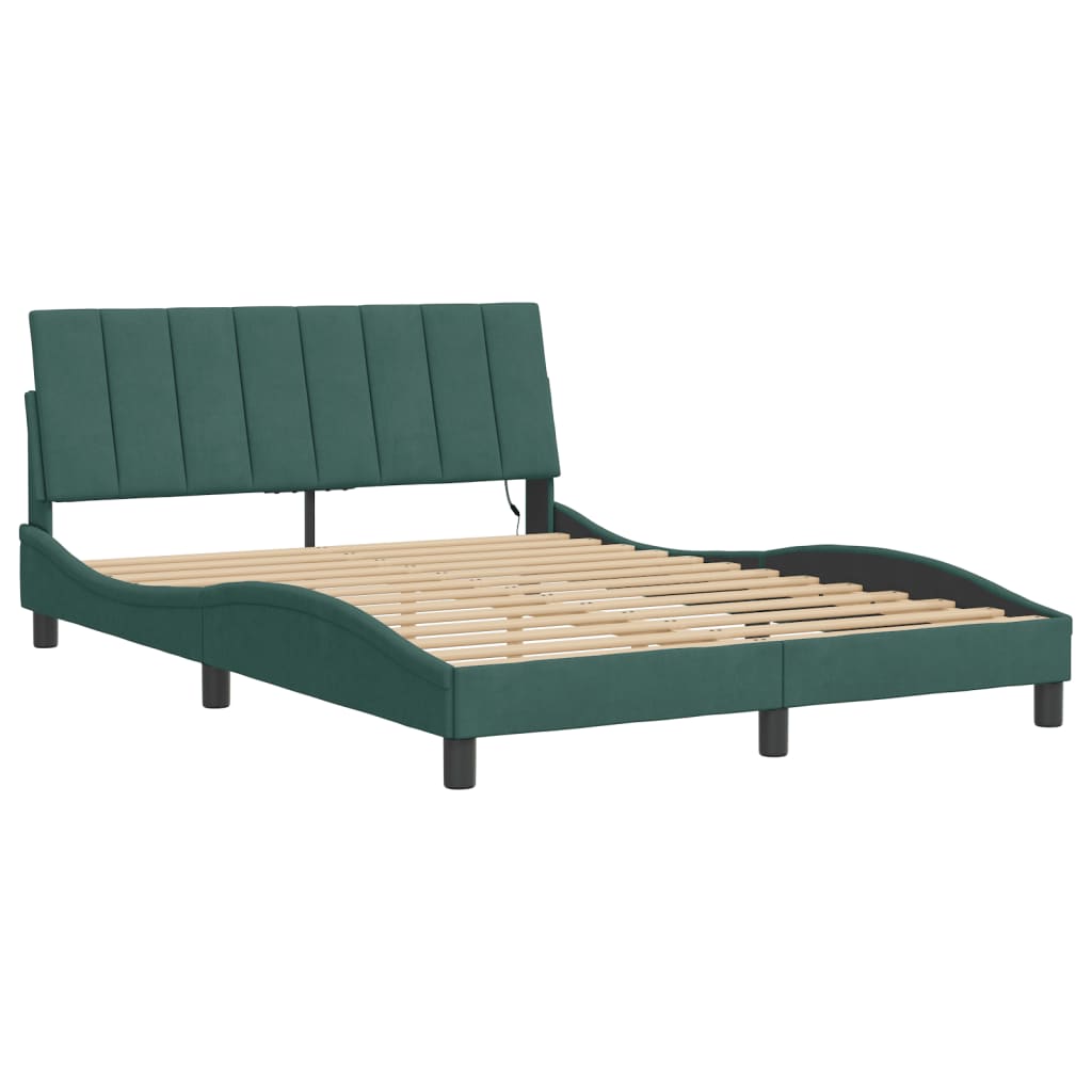 Giroletto con Luci LED Verde Scuro 140x190 cm in Velluto