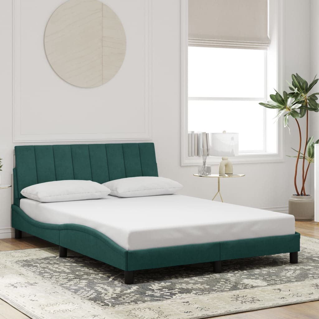 Giroletto con Luci LED Verde Scuro 140x190 cm in Velluto
