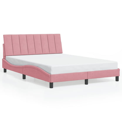 Giroletto con LED senza Materasso Hanko Rosa 140x190 cm in Velluto