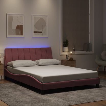 Giroletto con LED senza Materasso Hanko Rosa 140x190 cm in Velluto