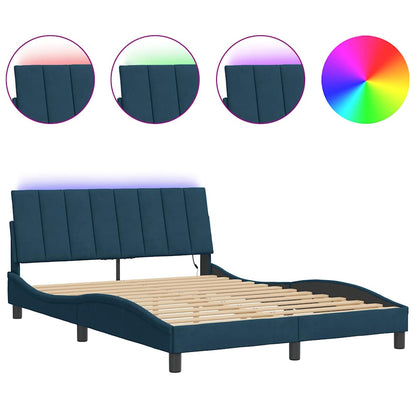 Giroletto con LED senza Materasso Hanko Blu 140x200 cm in Velluto