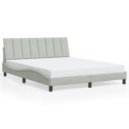 Giroletto con LED senza Materasso Hanko Grigio Chiaro 160x200 cm in Velluto
