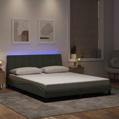 Giroletto con LED senza Materasso Hanko Grigio Chiaro 160x200 cm in Velluto