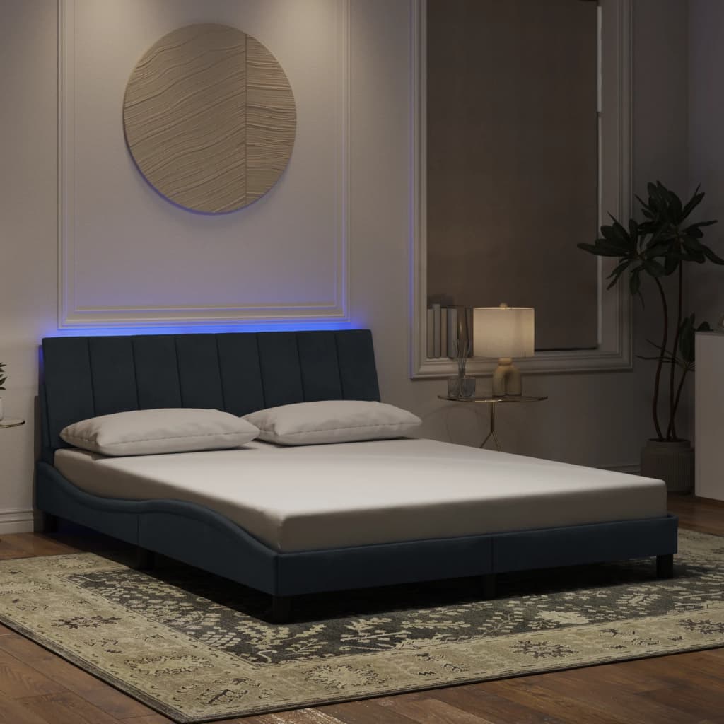 Giroletto con Luci LED Grigio Scuro 160x200 cm in Velluto