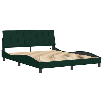 Giroletto con LED senza Materasso Hanko Verde Scuro 160x200 cm in Velluto