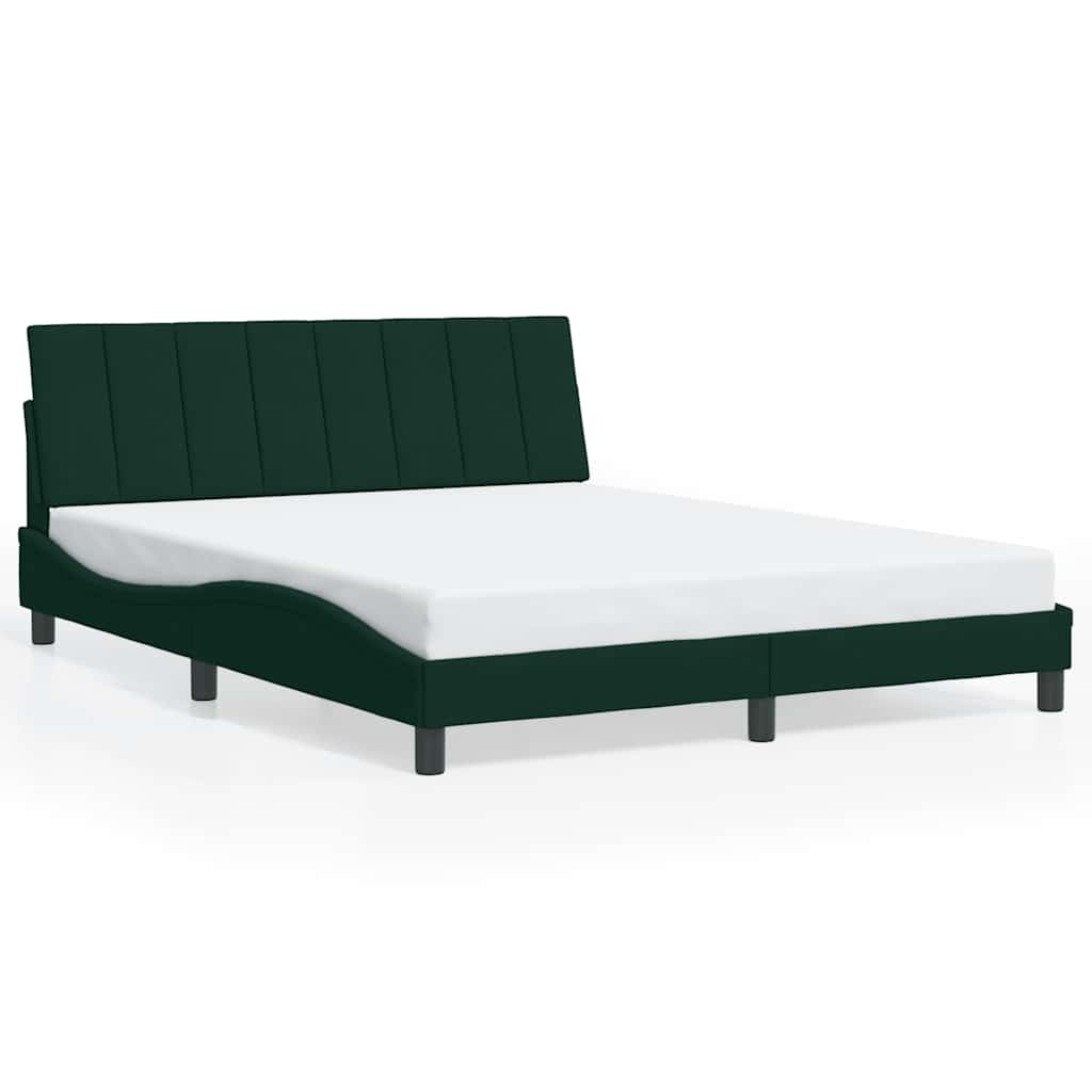 Giroletto con LED senza Materasso Hanko Verde Scuro 160x200 cm in Velluto