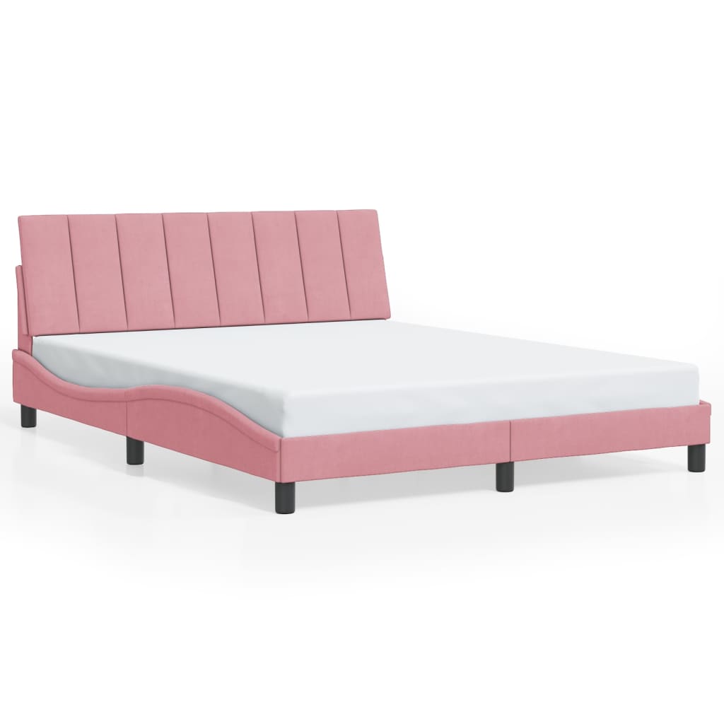 Giroletto con LED senza Materasso Hanko Rosa 160x200 cm in Velluto