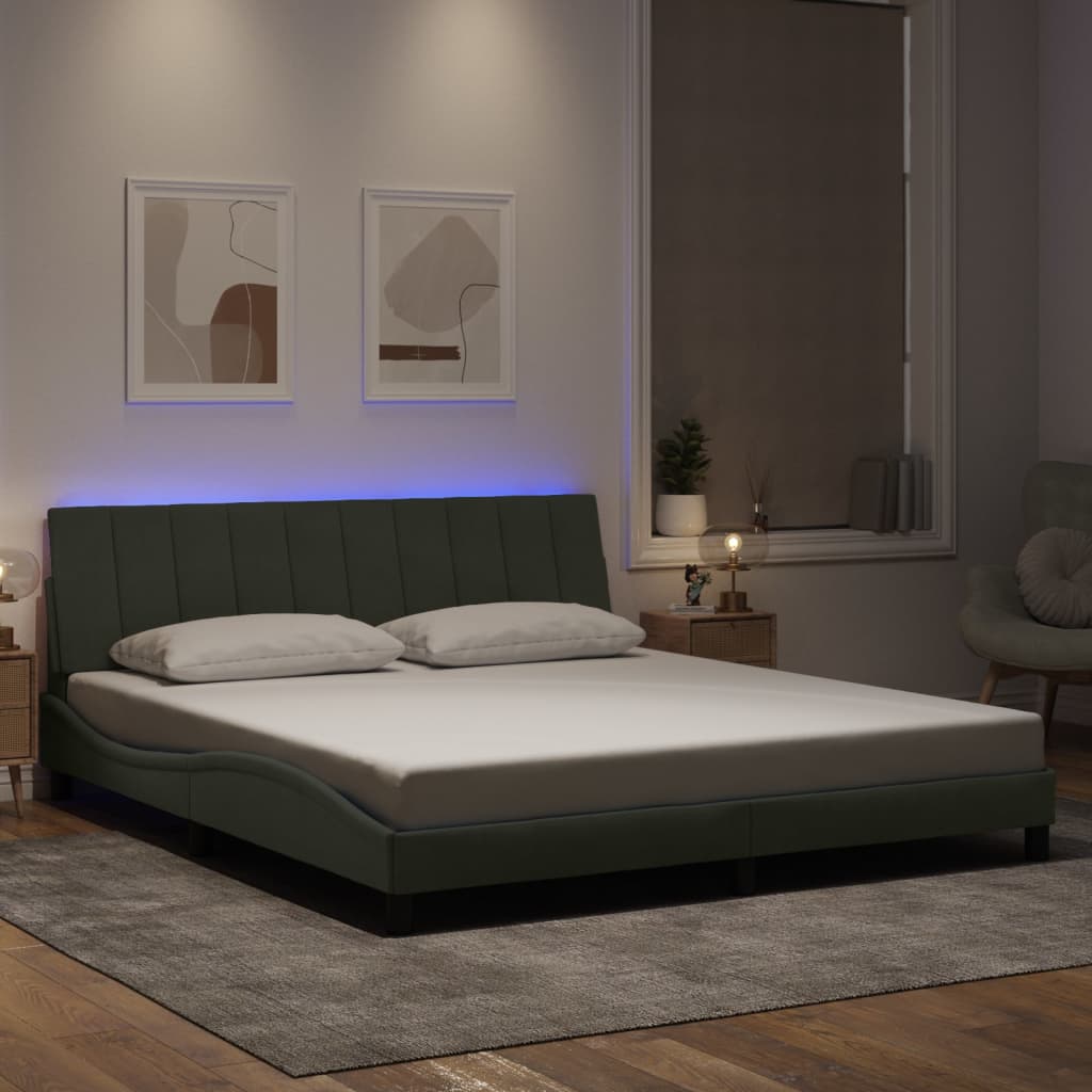 Giroletto con Luci LED Grigio Chiaro 180x200 cm in Velluto