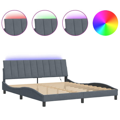 Giroletto con Luci LED Grigio Scuro 180x200 cm in Velluto