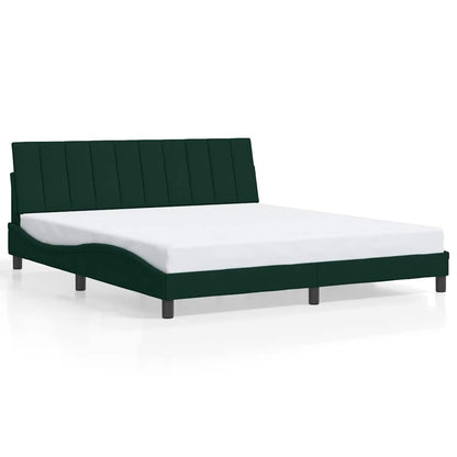 Giroletto con LED senza Materasso Hanko Verde Scuro 180x200 cm in Velluto