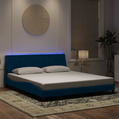 Giroletto con LED senza Materasso Hanko Blu 180x200 cm in Velluto