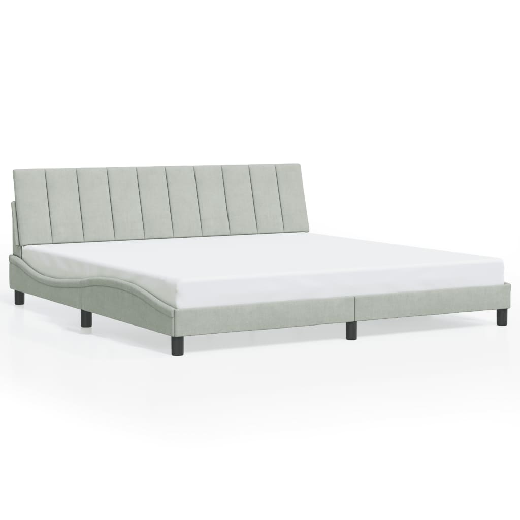 Giroletto con LED senza Materasso Hanko Grigio Chiaro 200x200 cm in Velluto