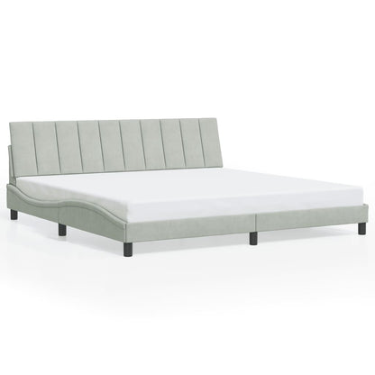 Giroletto con LED senza Materasso Hanko Grigio Chiaro 200x200 cm in Velluto