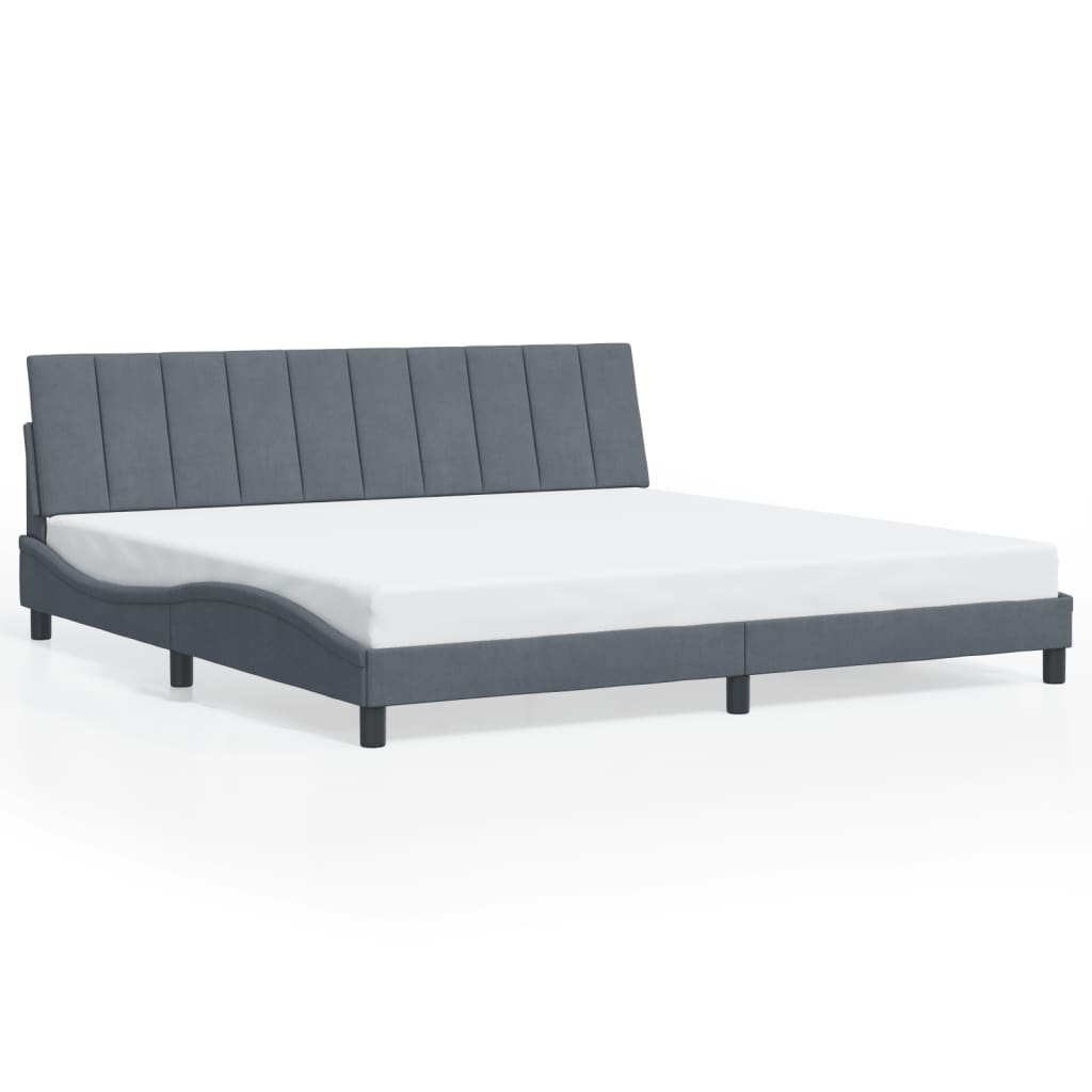 Giroletto con LED senza Materasso Hanko Grigio Scuro 200x200 cm in Velluto