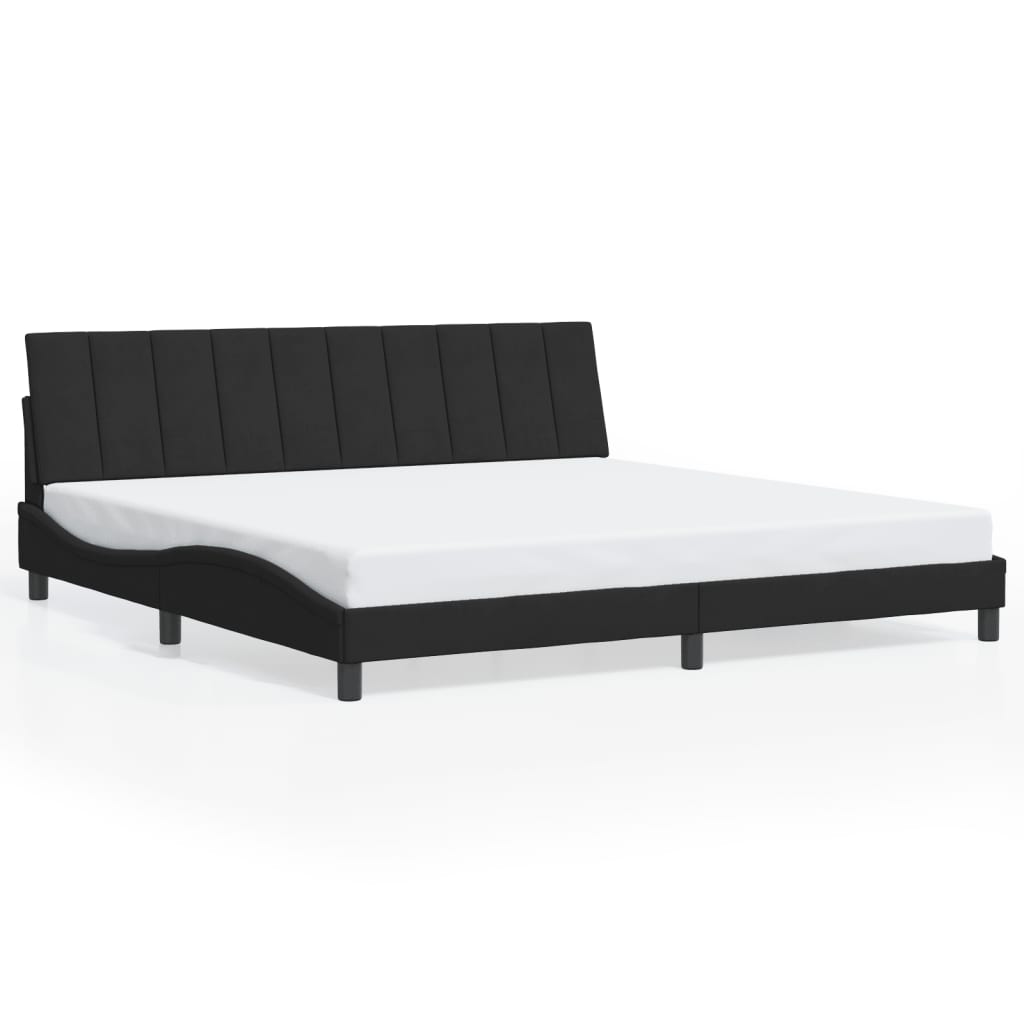 Giroletto con LED senza Materasso Hanko Nero 200x200 cm in Velluto