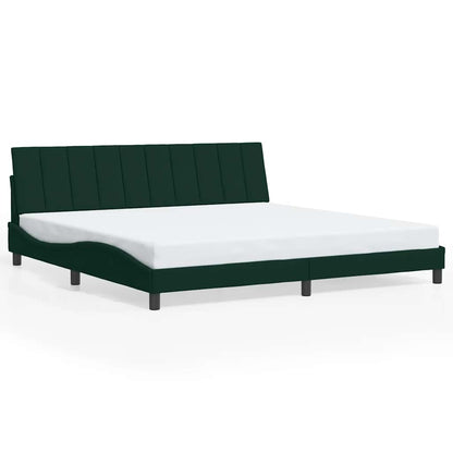 Giroletto con LED senza Materasso Hanko Verde Scuro 200x200 cm in Velluto